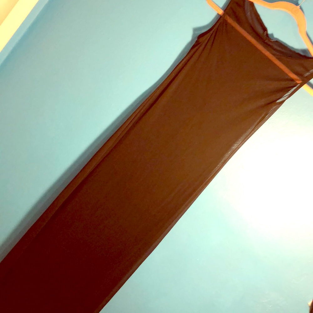 Q AND A EVENING BLACK MESH MAXI DRESS